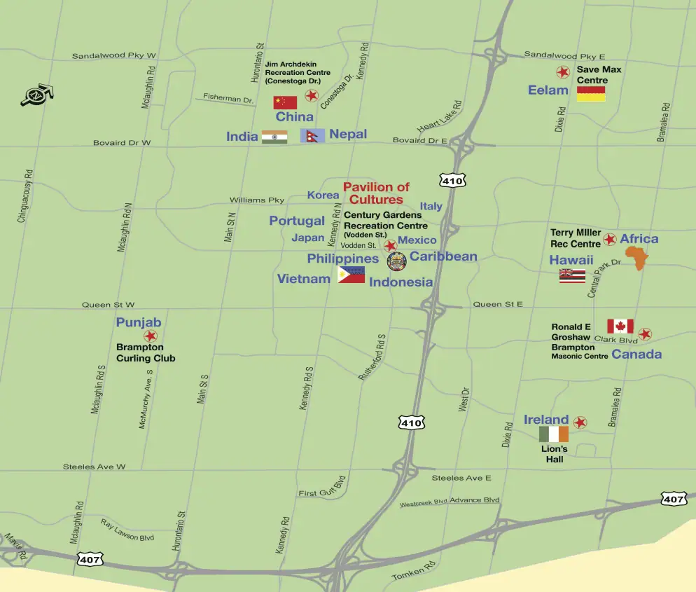 carabram pavilion map brampton food
