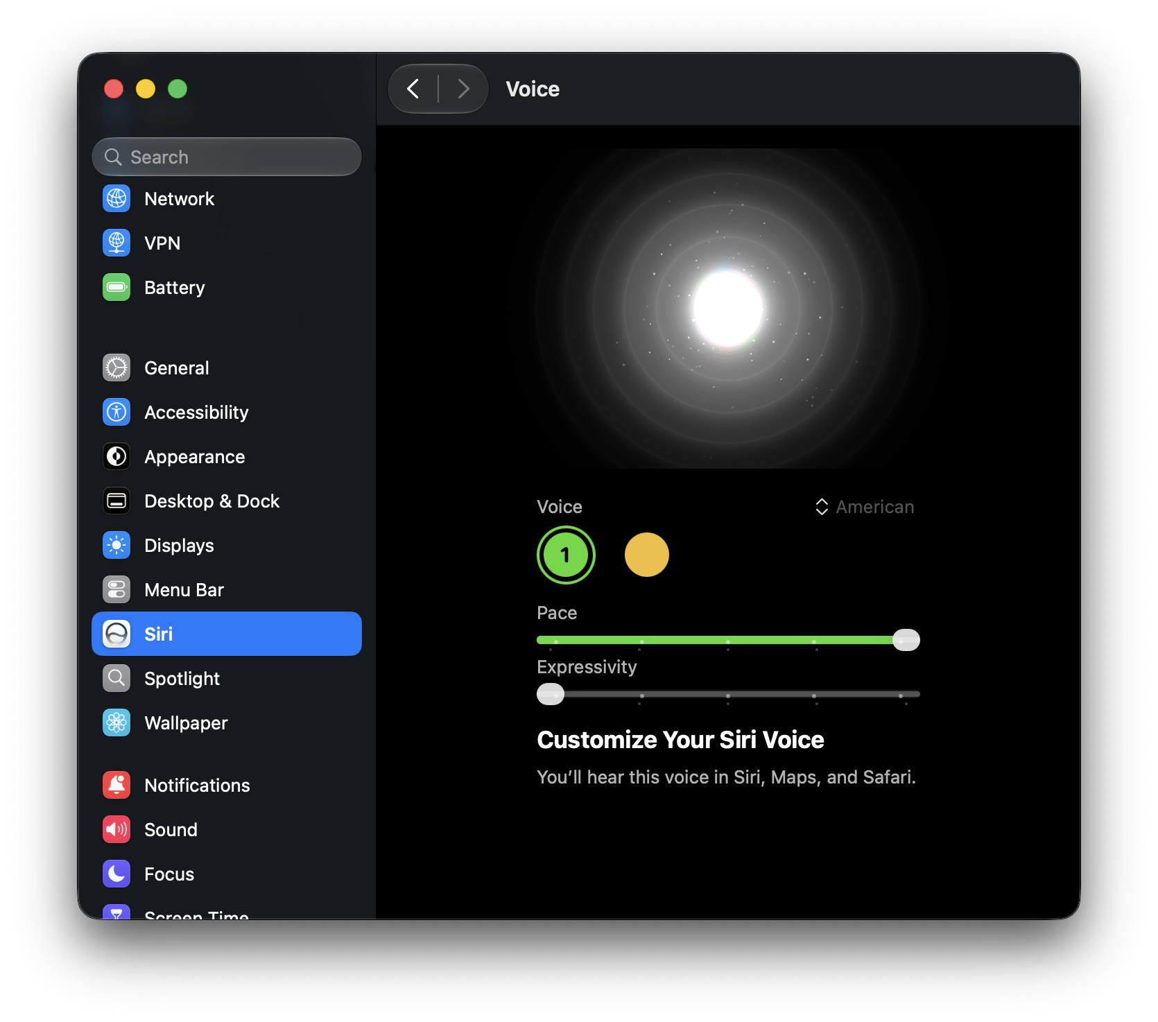 Siri’s new Expressive Voices menu. I’m locking my sliders this way forever.