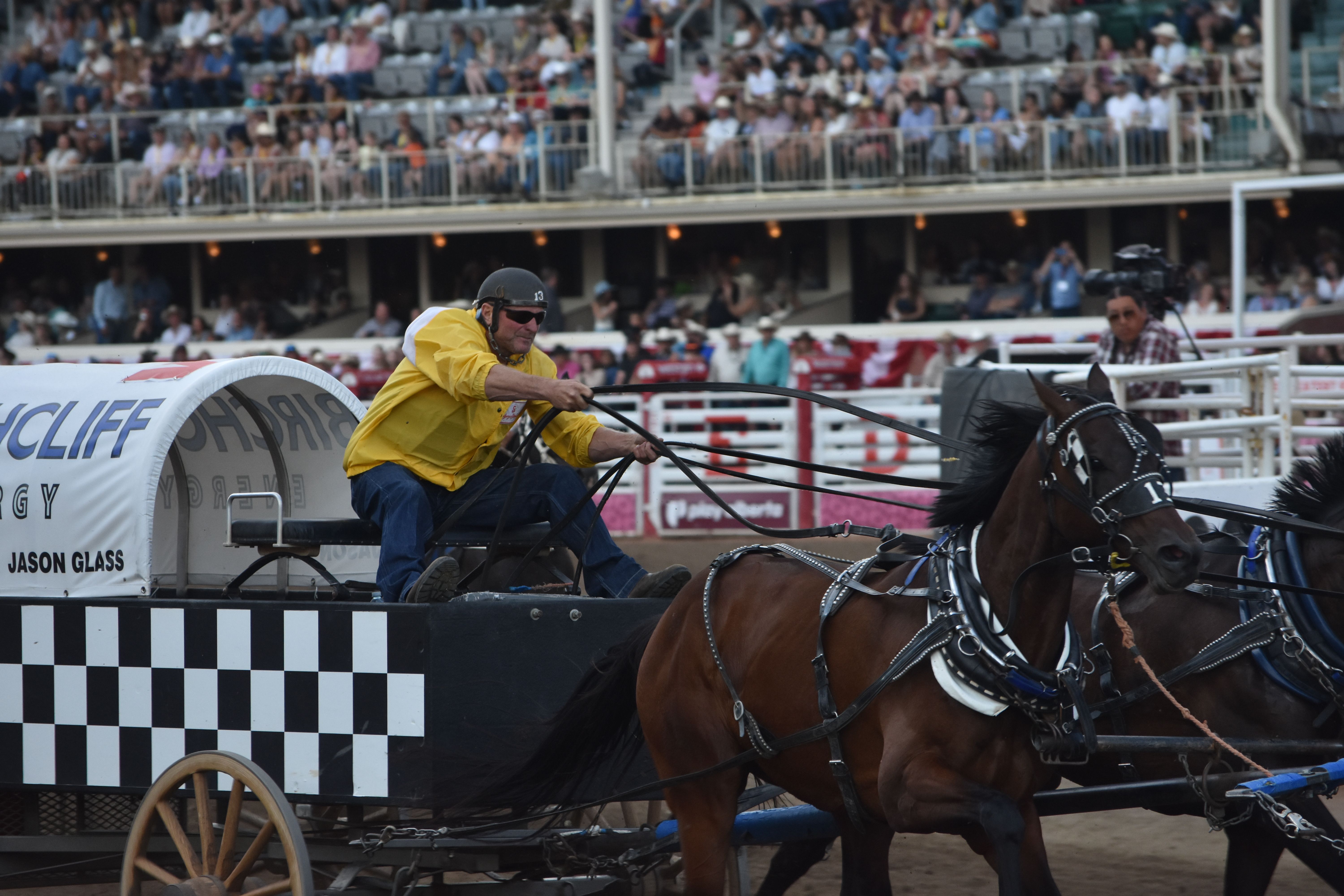 Jason Glass of High River competes in the championship final of the Calgary Stampede Rangeland Derby on Sunday at Stampede Park. OkotoksOnline/Jayden Steidl