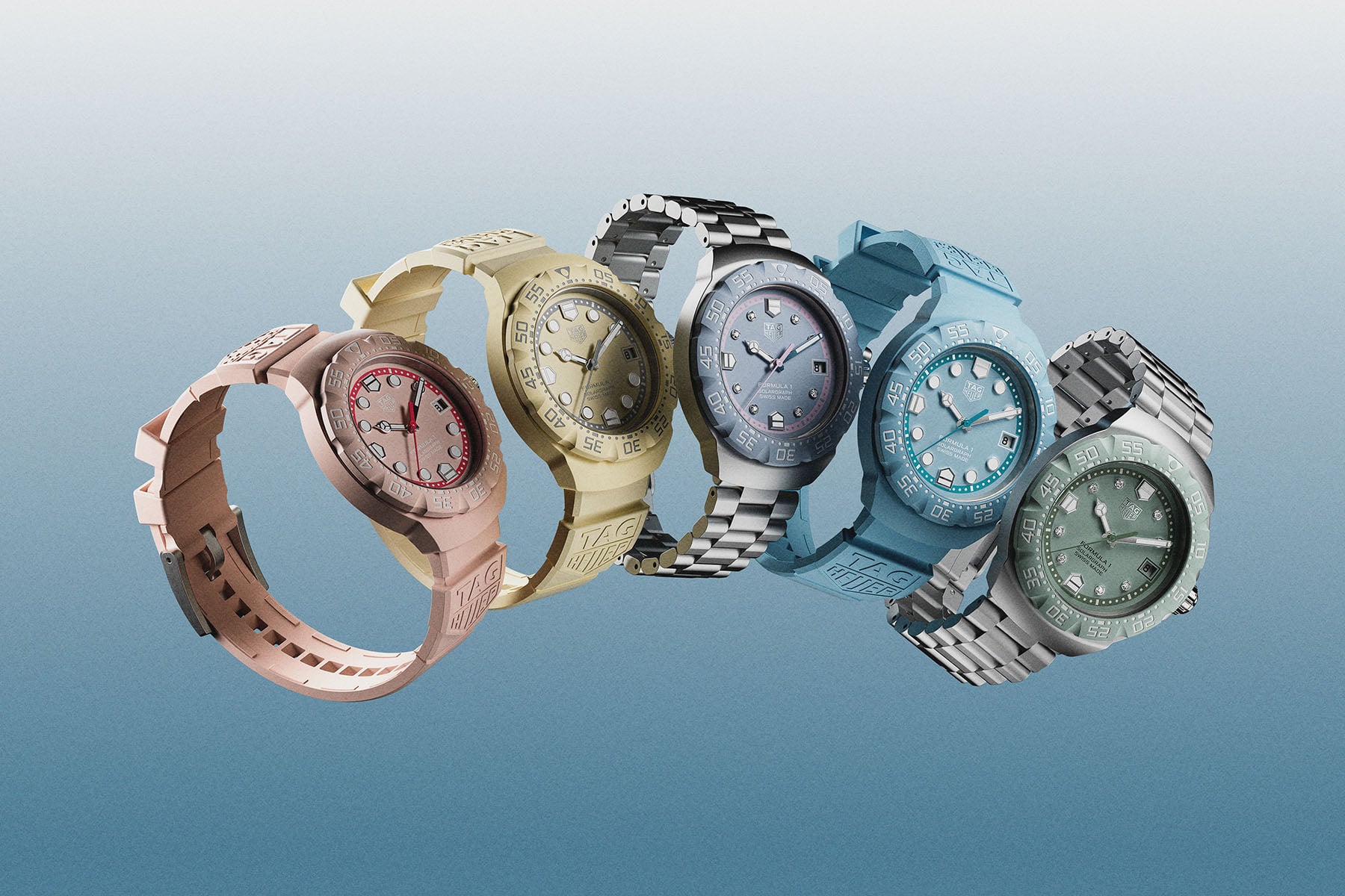 summer watches — TAG Heuer Formula 1 Solargraph Pastel Collection