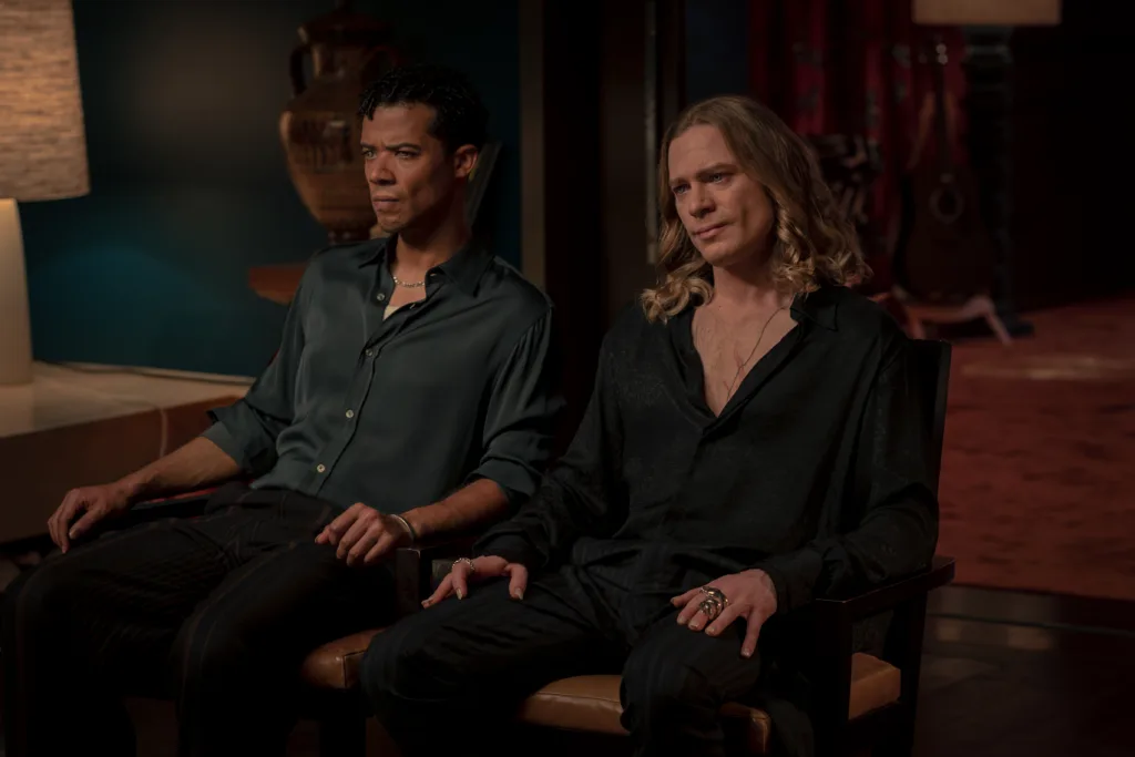 Sam Reid as Lestat De Lioncourt and Jacob Anderson as Louis De Pointe Du Lac - Anne Rice's The Vampire Lestat _ Episode 06 - Photo Credit: Sophie Giraud/AMC