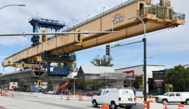 Langley Launcher crosses 64th Avenue in Cloverdale