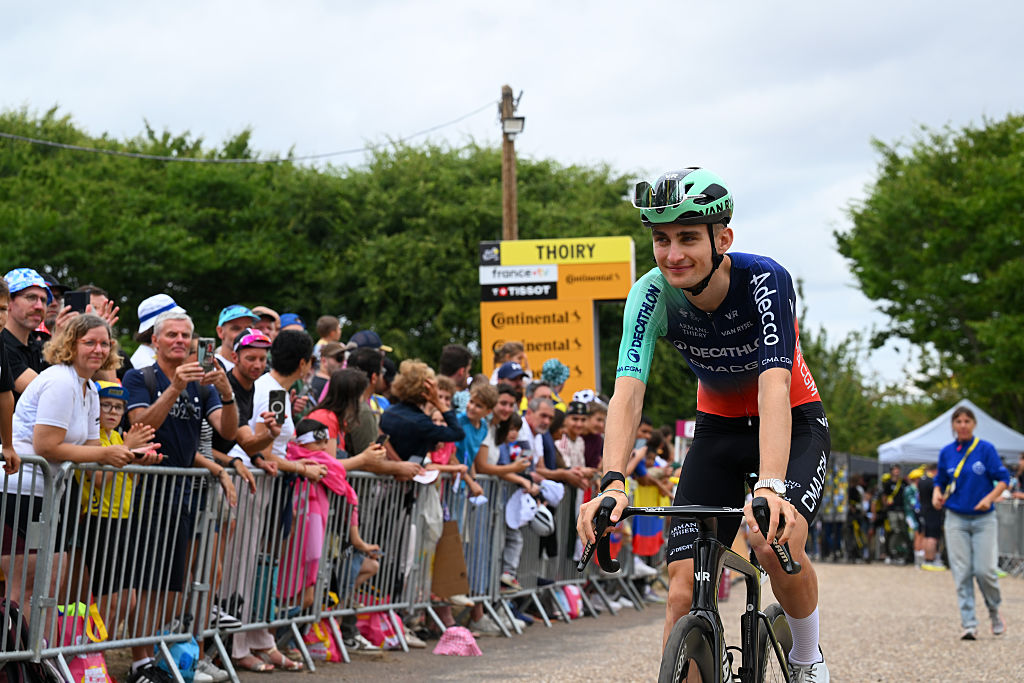 PARIS, FRANCE - JULY 26: Paul Seixas of France and Decathlon CMA CGM Team prior to the 113th Tour de France 2026, Stage 21 a 89km stage from Paris to Paris / #UCIWT / on July 26, 2026 in Paris, France. (Photo by Tim de Waele/Getty Images)