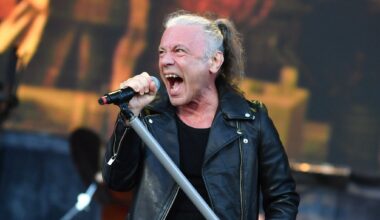 Bruce Dickinson singing on stage