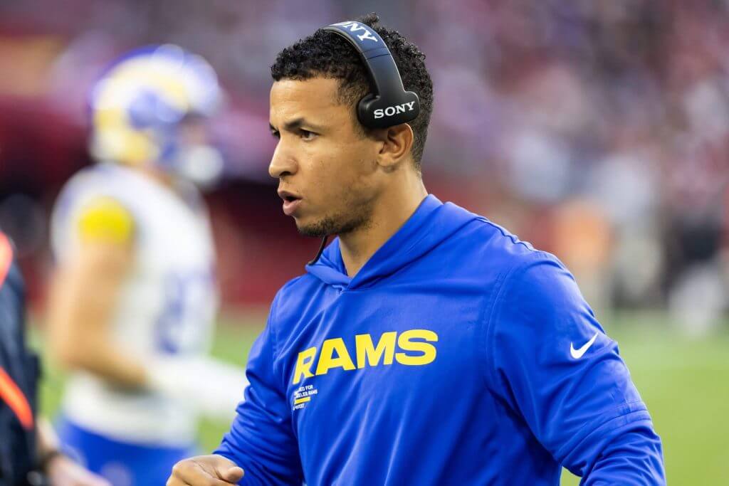 Los Angeles Rams offensive assistant Nate Scheelhaase during a game in December, 2025.