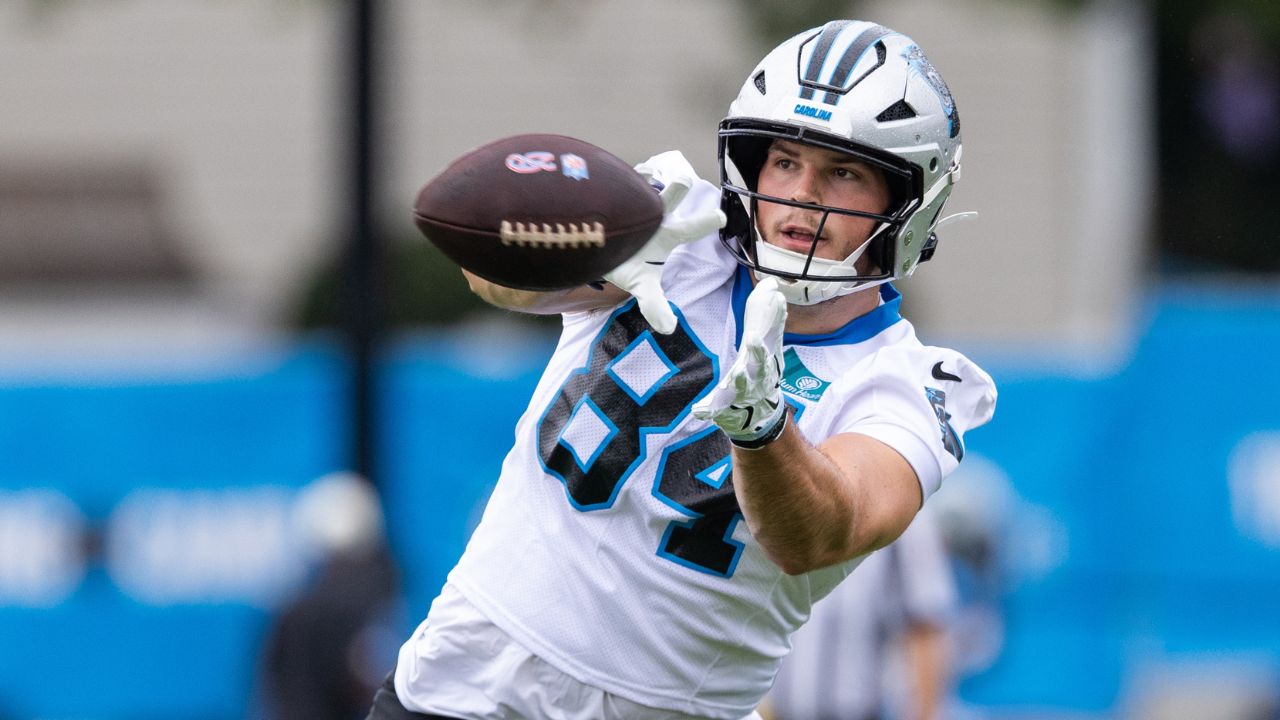 Panthers tight end Mitchell Evans carted off the field at training camp practice