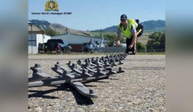 Spike belt stops fleeing vehicle near Vernon; Surrey man arrested