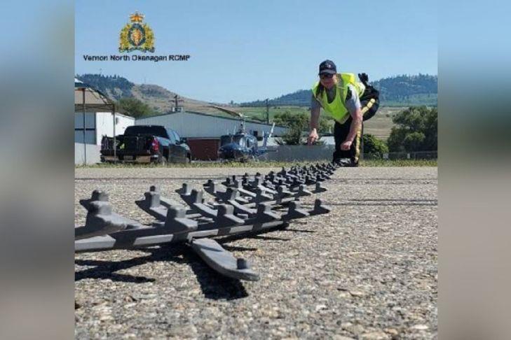 Spike belt stops fleeing vehicle near Vernon; Surrey man arrested