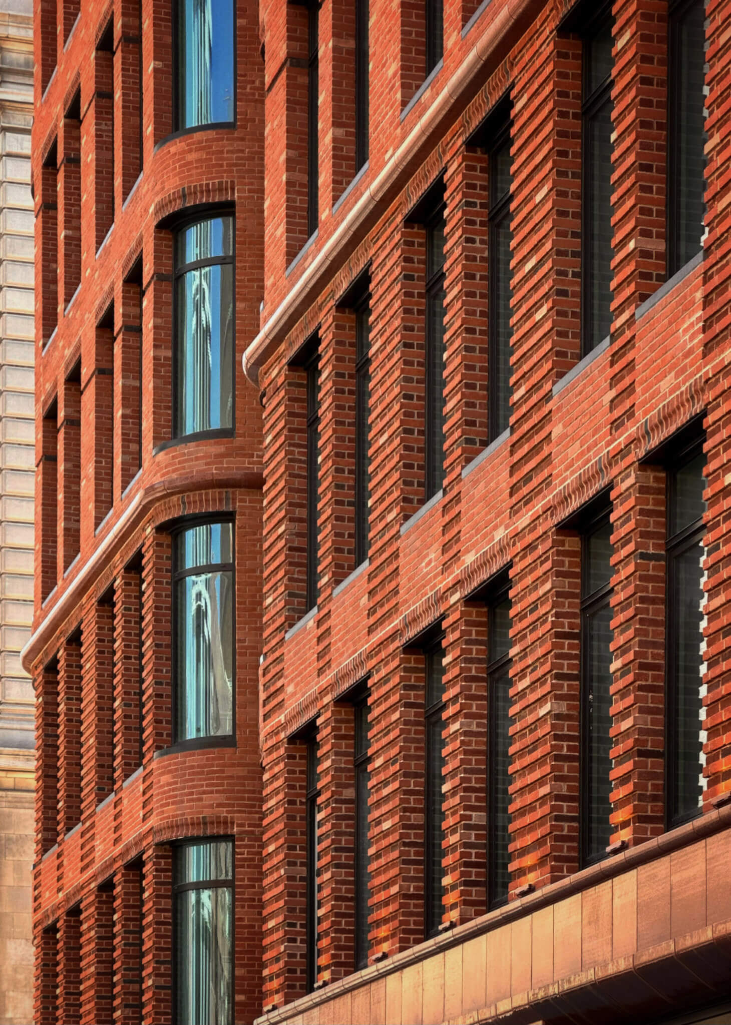 close0up of curved brick facade