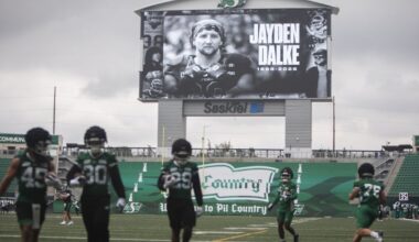 Saskatchewan Roughriders try to focus on football with Edmonton Elks visiting following Jayden Dalke's death