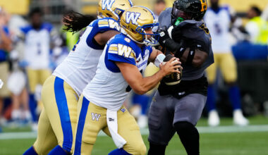 Zach Collaros, Bo Levi Mitchell leave game at Hamilton Stadium
