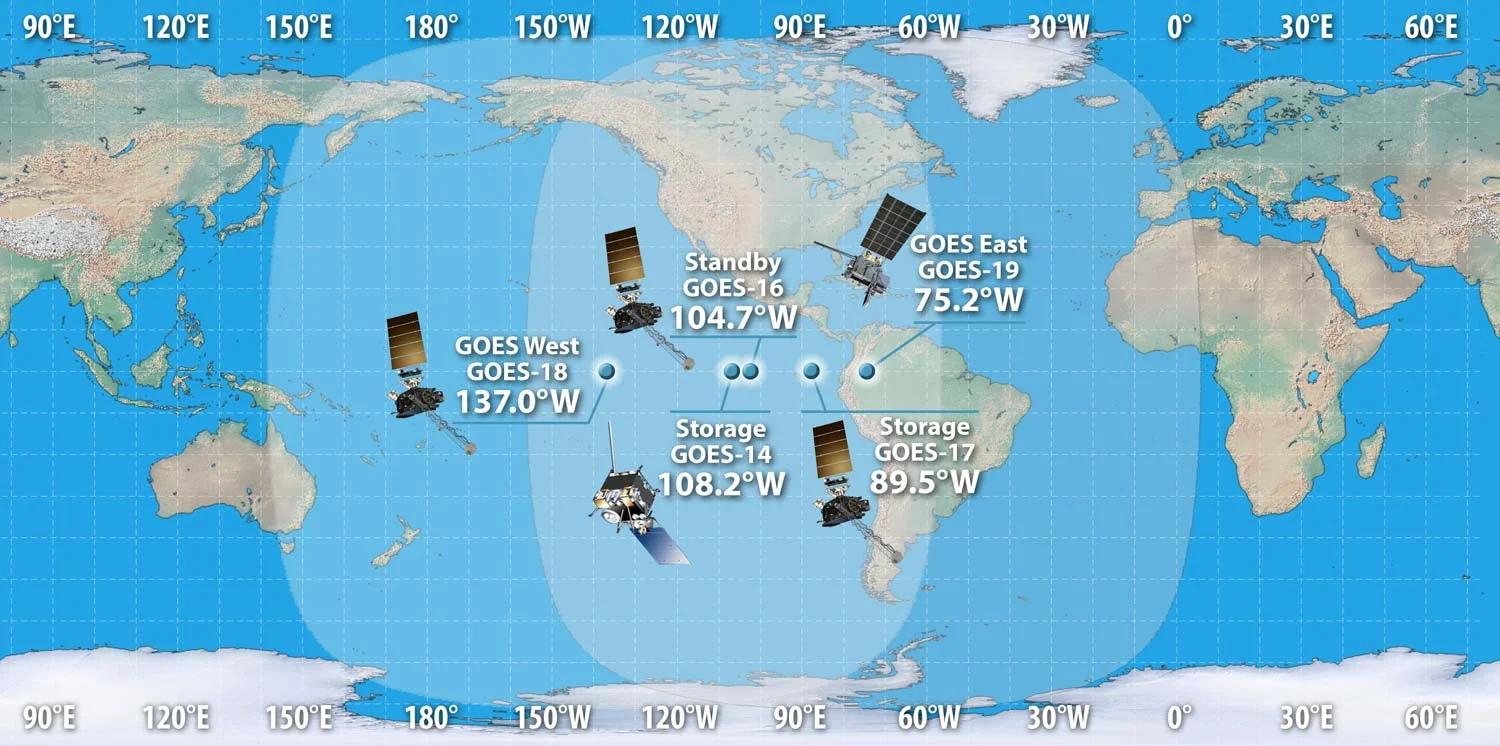 (NOAA) GOES Fleet July 2026 Locations