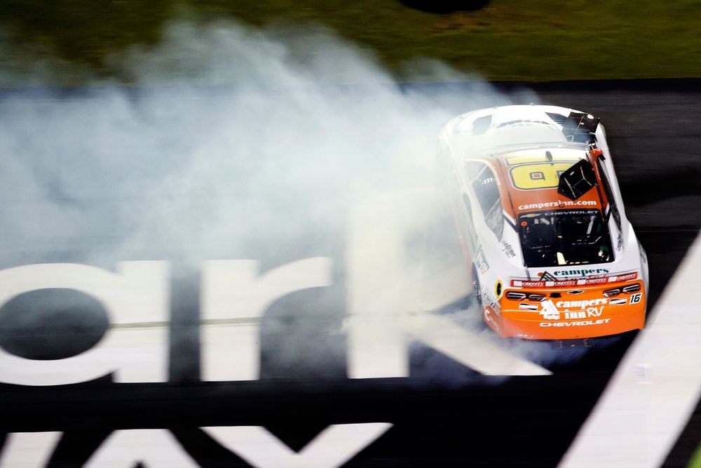 A.J. Allmendinger spins, No. 16 Kaulig Racing Chevrolet