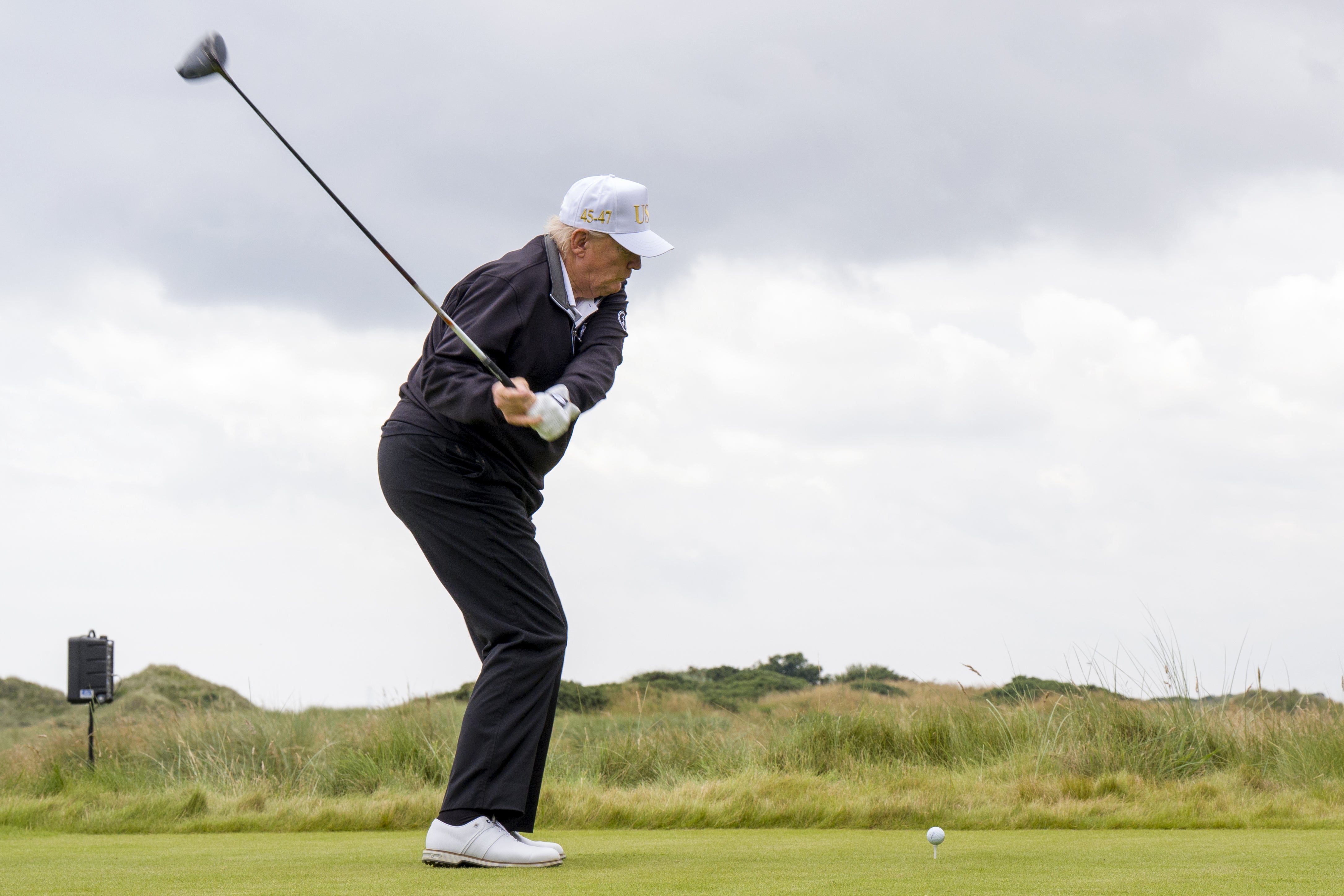 US President Donald Trump played golf with England captain Harry Kane 18 months ago (Jane Barlow/PA)
