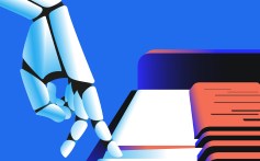 Generic AI and music illustration, robot playing on piano keyboard