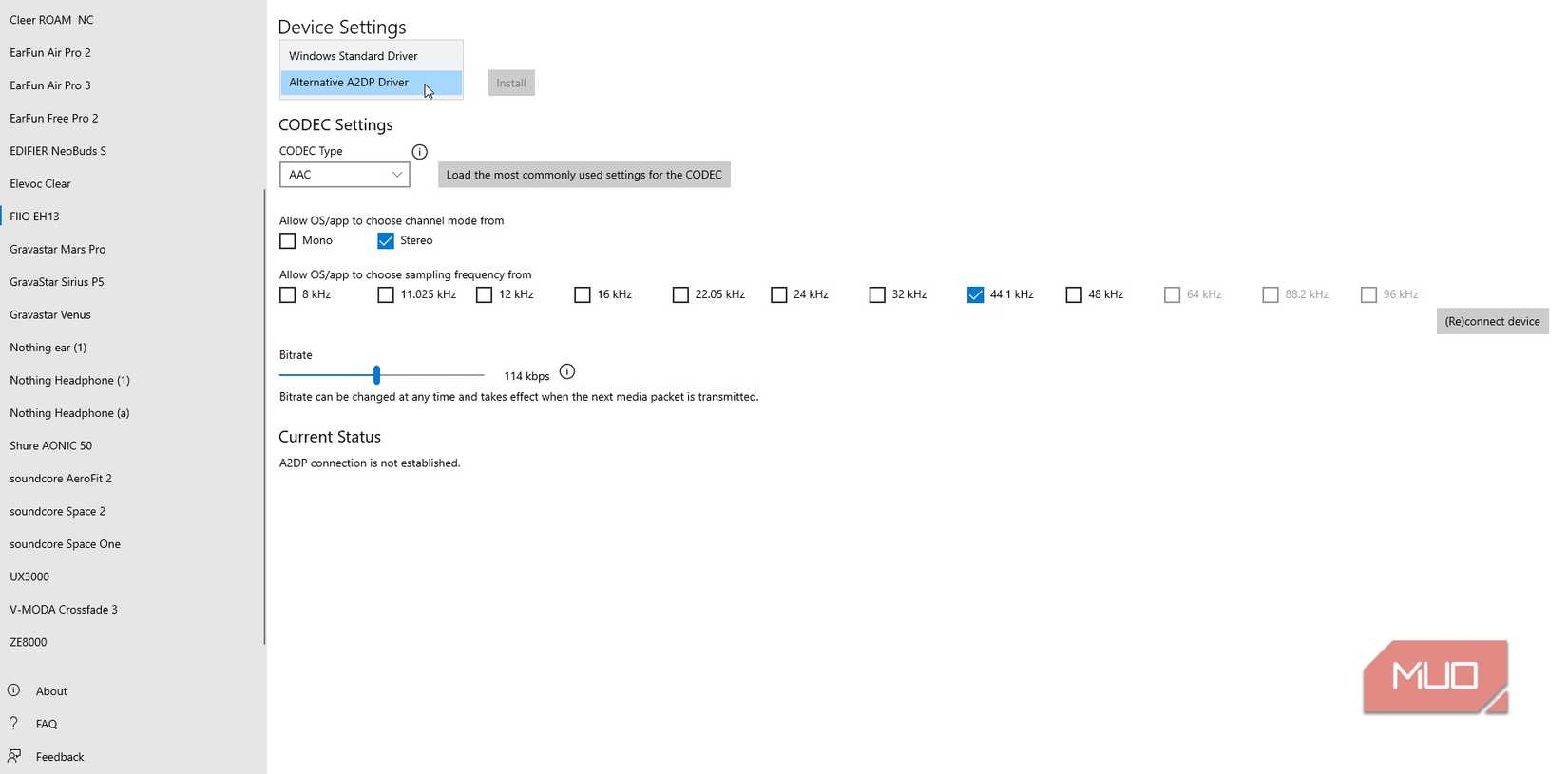 alternative a2dp install the driver in windows.