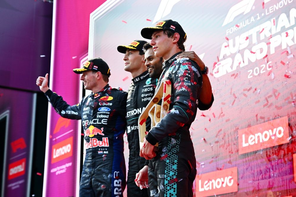 Andrea Kimi Antonelli, Mercedes, Max Verstappen, Red Bull Racing, George Russell, Mercedes