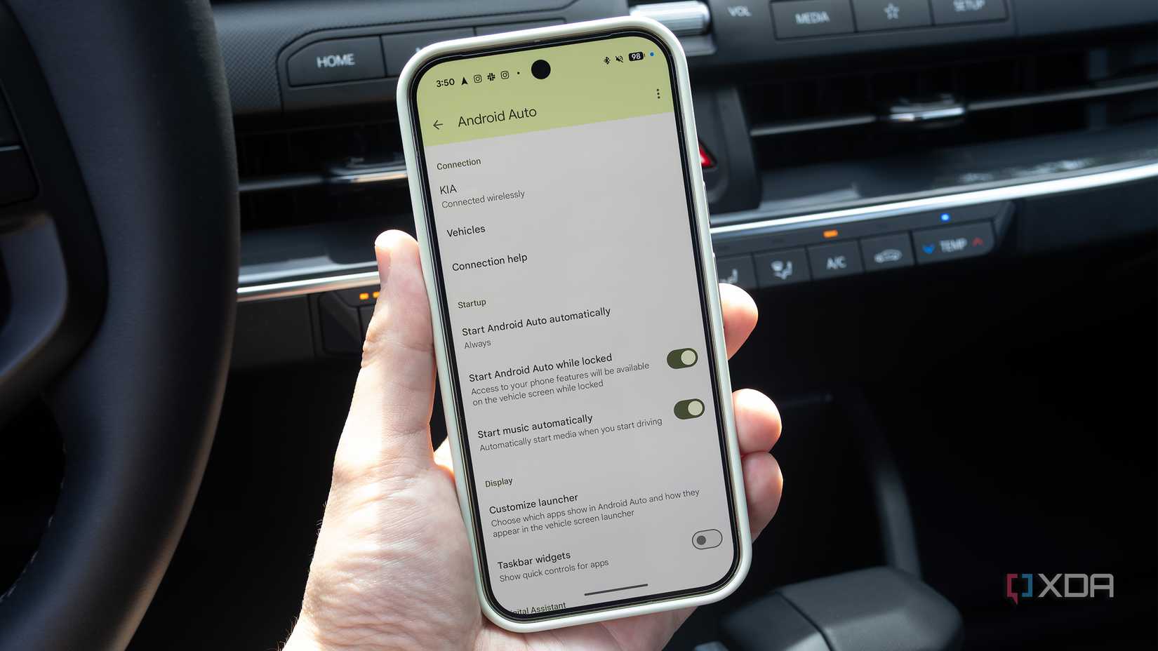 Android Auto's settings on the Pixel 10 Pro