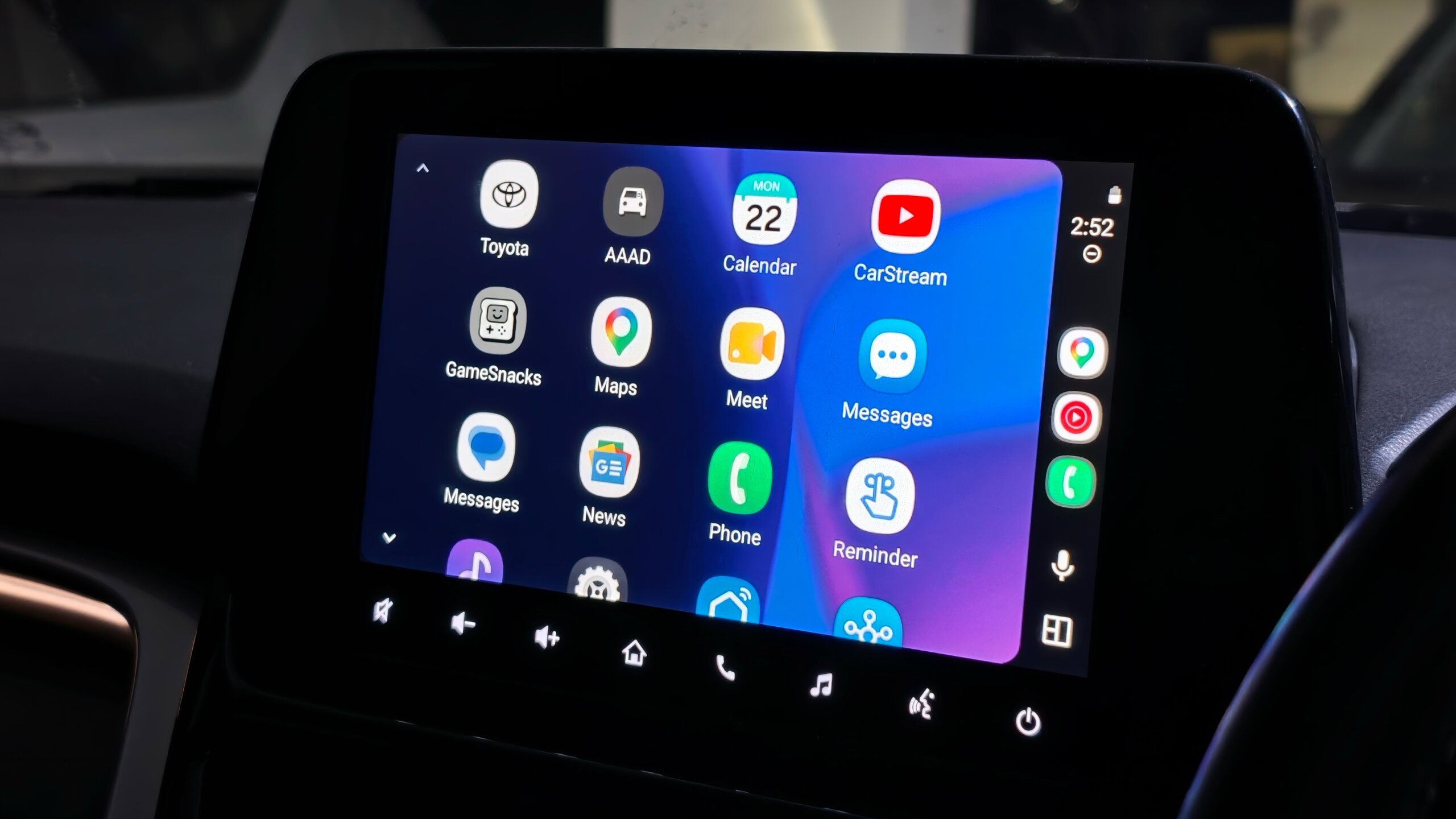 android auto third party apps Android Auto's app launcher showcasing apps like Google Maps, CarStream, phone, and more