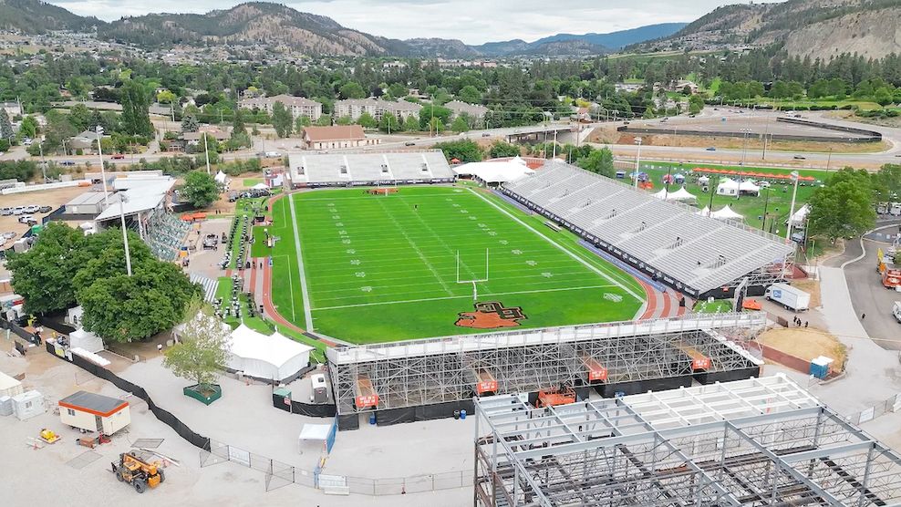 apple bowl stadium kelowna temorary expansion bc lions summer 2026