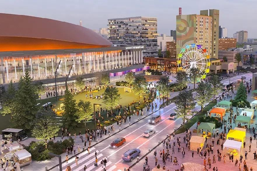 An artist's rendering of the Downtown Event and Entertainment District in Saskatoon.