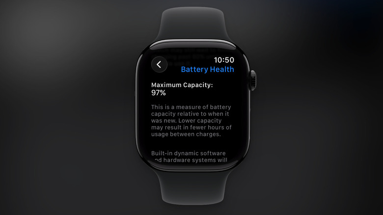 Viewing the battery health on Apple Watch.