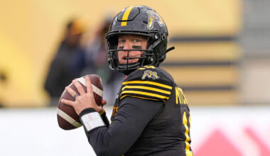 Hamilton Tiger-Cats quarterback Bo Levi Mitchell (19).