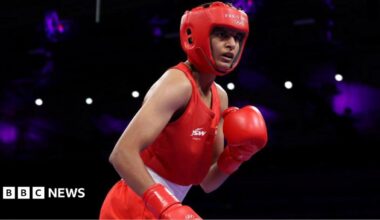Jaismine of Team India looks on during the Women's 57kg preliminary round match between Jaismine of Team India and Nesthy Petecio of Team Philippines on day four of the Olympic Games Paris 2024 at North Paris Arena on July 30, 2024 in Paris, France. (Photo by Richard Pelham/Getty Images)