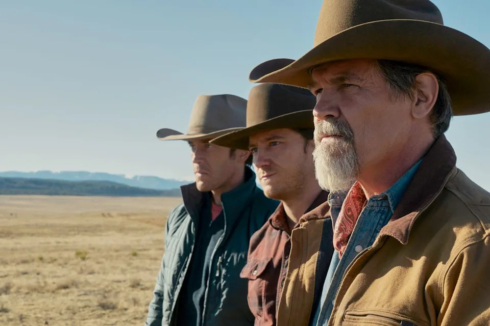 Tom Pelphrey, Lewis Pullman and Josh Brolin in Outer Range.Credit: Richard Foreman/Prime Video
