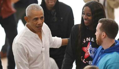 Former President Obama surprises WNBA all-stars at practice