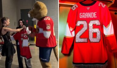 Panthers mascot hangs backstage with Ariana Grande before South Florida show