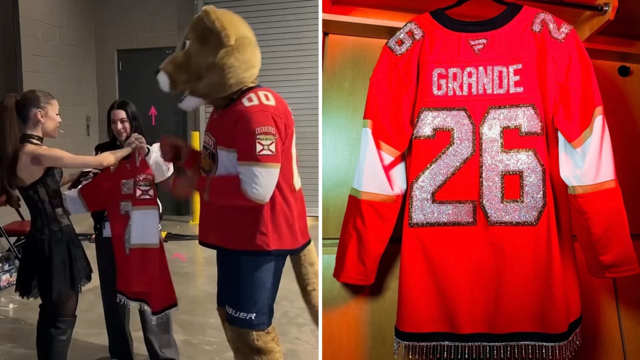 Panthers mascot hangs backstage with Ariana Grande before South Florida show