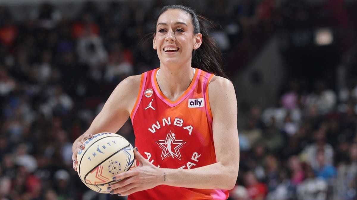 Breanna Stewart #30 handles the ball during the AT&T WNBA All-Star Game.