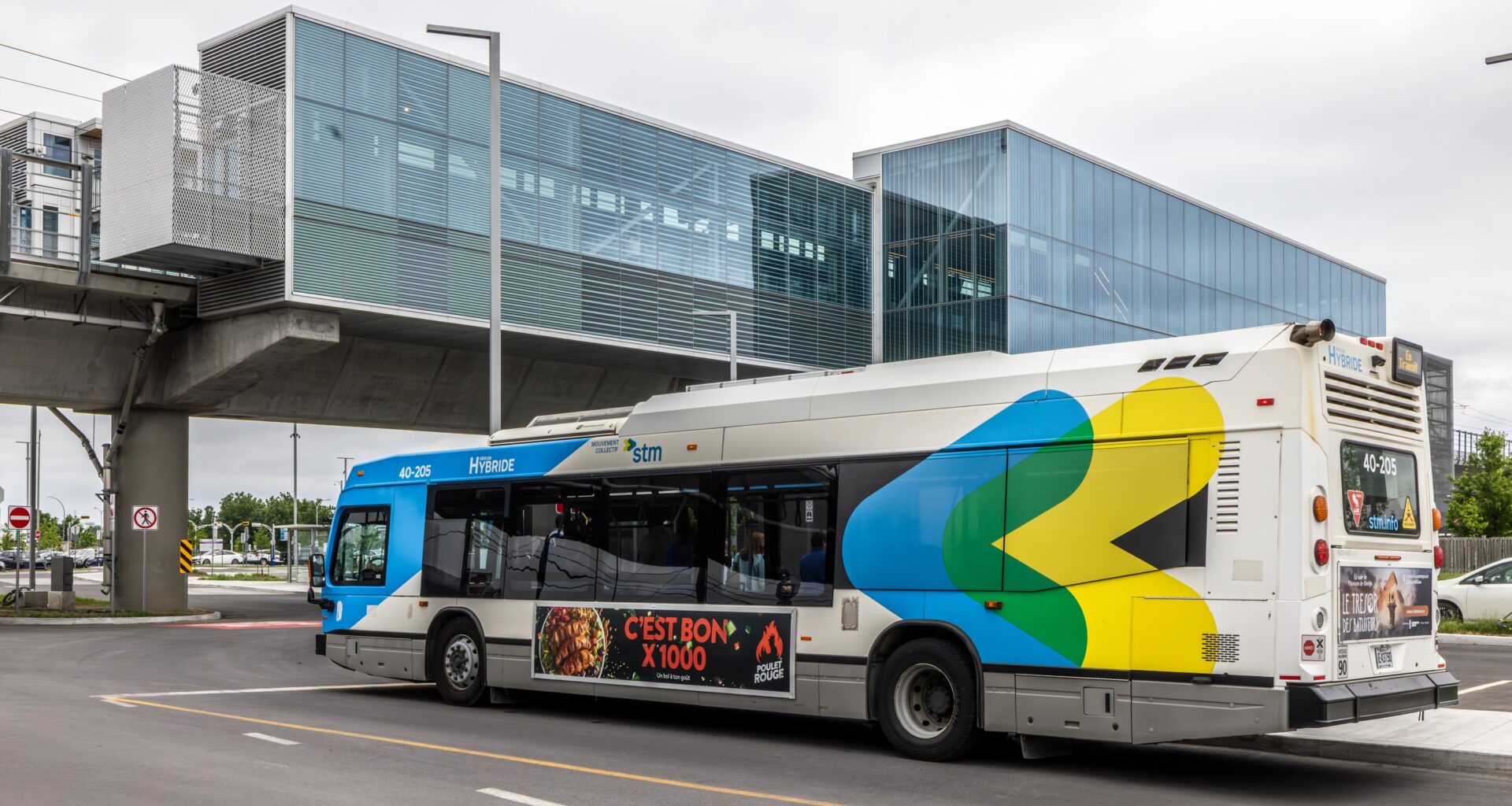 Bus parked at REM station.