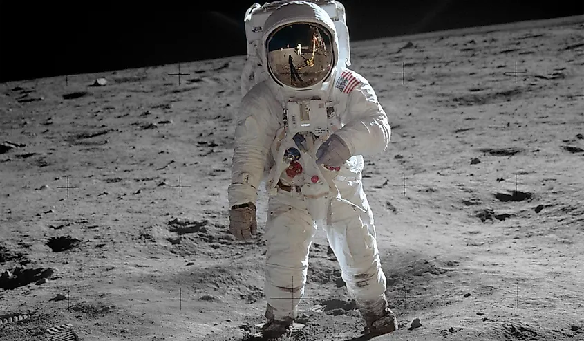 Astronaut Buzz Aldrin on the moon, Apollo 11.