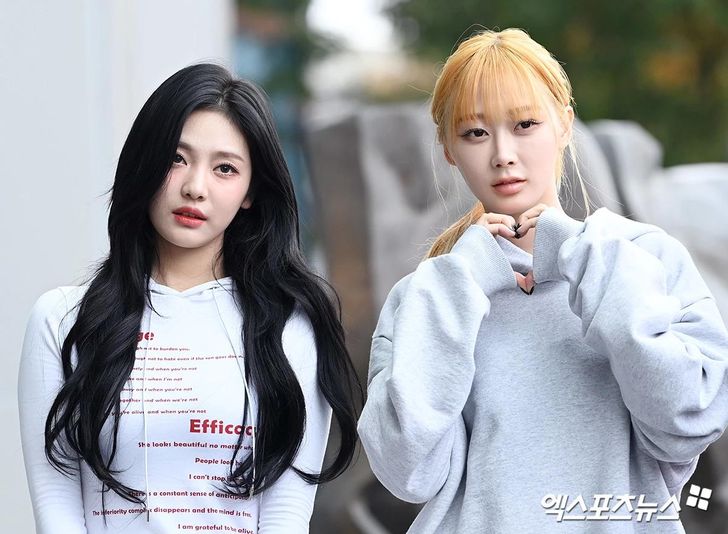 Ningning, left, and Giselle of K-pop girlband aespa / Xportsnews