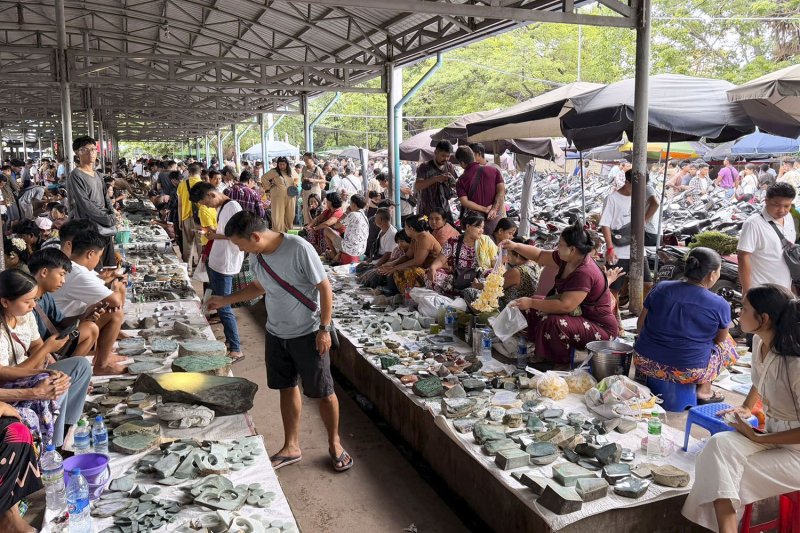 A jade market in Mandalay, Myanmar, on May 16, 2026. (Photo: Kyodo)