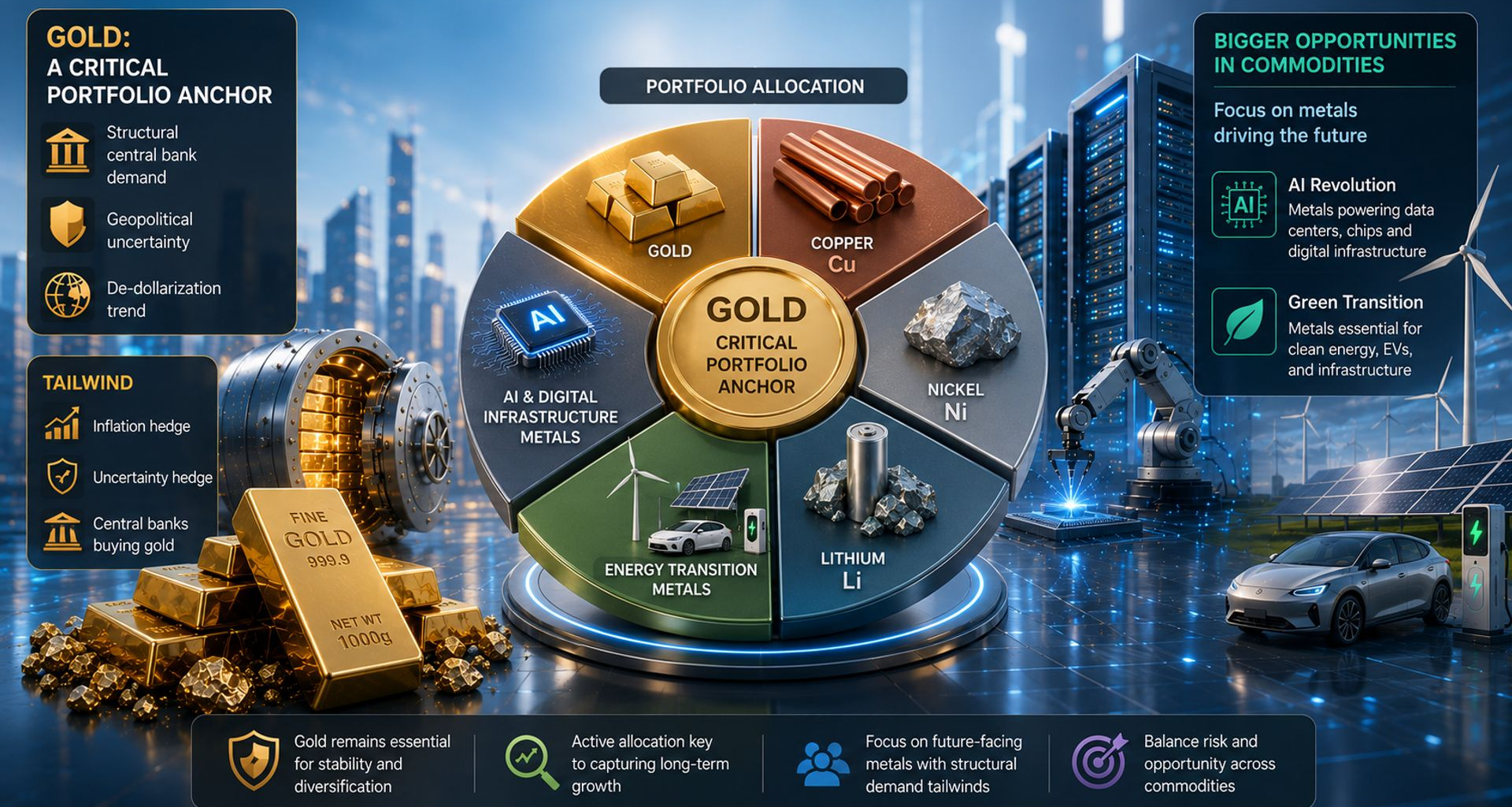 Gold still belongs in portfolios, but AI and the green transition are creating bigger opportunities elsewhere in commodities – FTSE Russell