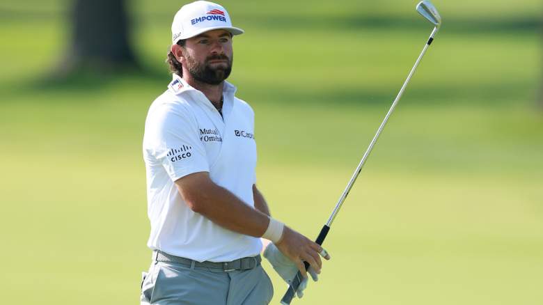 Cameron Young of the United States follows a shot on the 17th hole during the second round.