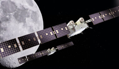 Artist rendition of two Capstone 2 in space above the Moon.