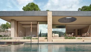 circular roof opening brings sunlight into casa óculo by OHLAB in palma
