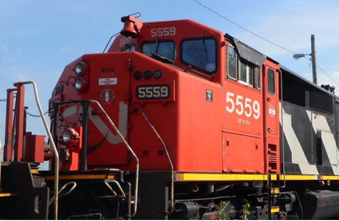 Freight trains hauling combustible products stopped by wildfire