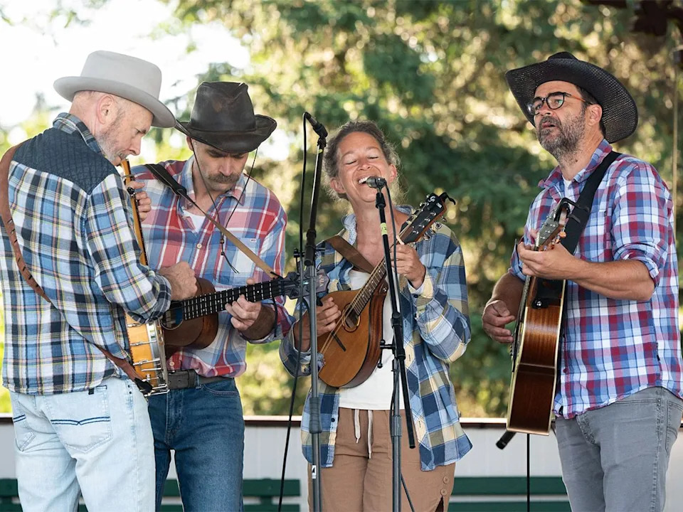 The Old Roses serenade Legacy Stampede Breakfast attendees at Heritage Park in Calgary on Sunday, July 5, 2026.