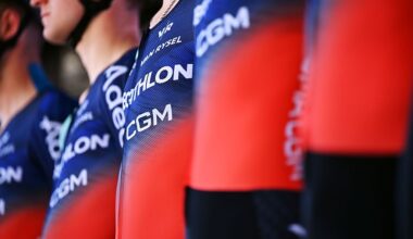 LA GARNACHE, FRANCE - APRIL 08: Jersey detailed view of Team Decathlon CMA CGM prior to the 72nd Region Pays De La Loire Tour 2026, Stage 2 a 153.6km from La Garnache to Les Sables-d&amp;apos;Olonne on April 08, 2026 in La Garnache, France. (Photo by Dario Belingheri/Getty Images)