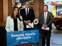 Premier Danielle Smith along with Jason Nixon, President of Treasury Board and Minister of Finance and RJ Sigurdson, Minister of Affordability and Utilities announced a new affordability measure to help Albertans and families manage the high cost of living at Heritage Park Historical Village in Calgary on Wednesday, June 17, 2026. 
