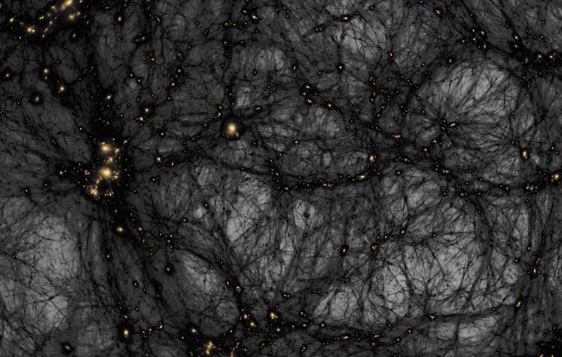 A simulation of the formation of dark matter structures from the early universe until today. Credit: Ralf Kaehler/SLAC National Accelerator Laboratory/American Museum of Natural History