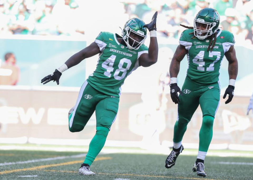 Riders rookie linebacker David Gbenda embracing special teams role while earning trust | GX94 Radio - Now That's Country!