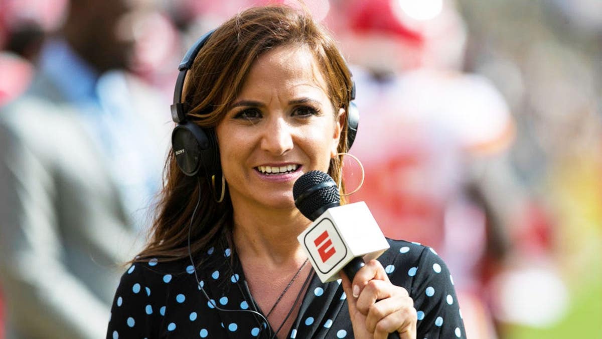 ESPN reporter Dianna Russini looking on during NFL game at Heinz Field in Pittsburgh