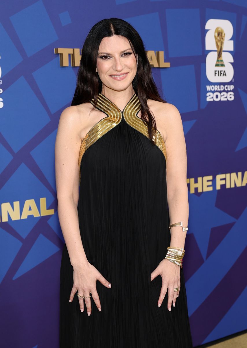 Laura Pausini at the FIFA Gold Carpet before the FIFA World Cup 2026 Final match between Spain and Argentina