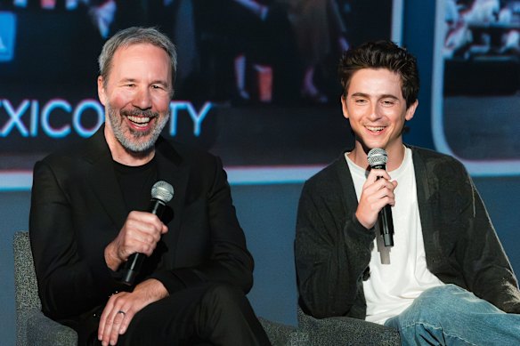 Denis Villeneuve and Timothée Chalamet at the Dune: Part Three trailer launch.